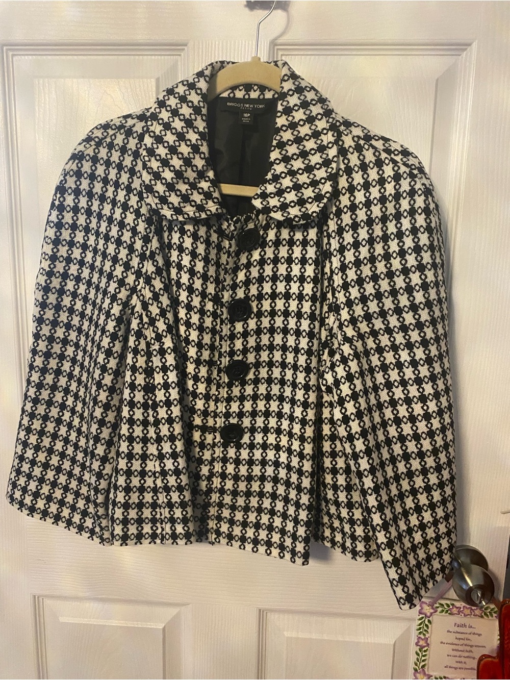 Briggs New York Black & White Patterned Blazer Jacket